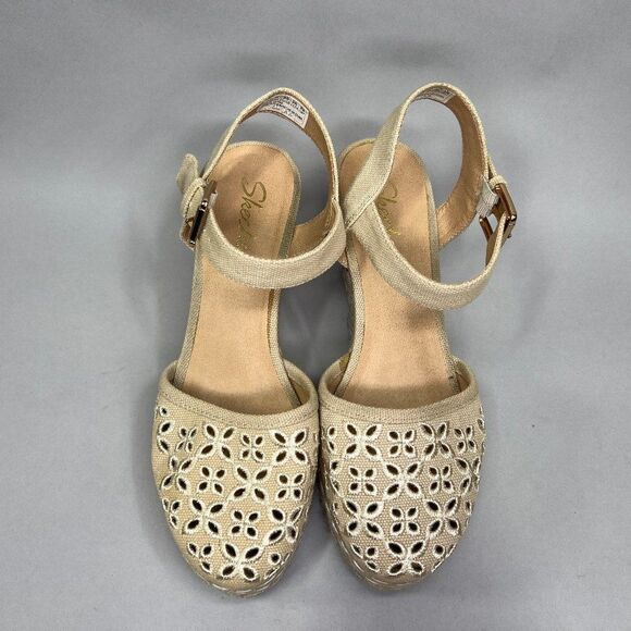 Skechers Women's Size 9 Cali Turtledove Platform Wedge Espadrille Sandals - Picture 3 of 9